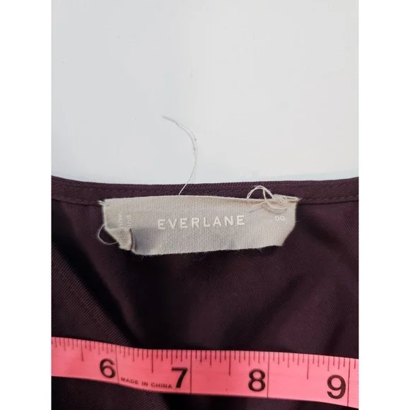Everlane Wrap Dress Women 00 Burgundy Japanese GoWeave Sleeveless Midi V-Neck - Picture 5 of 6